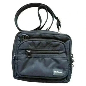 Derek Alexander Crossbody Bag Camera Black Nylon Unisex Square Long Strap Zipper